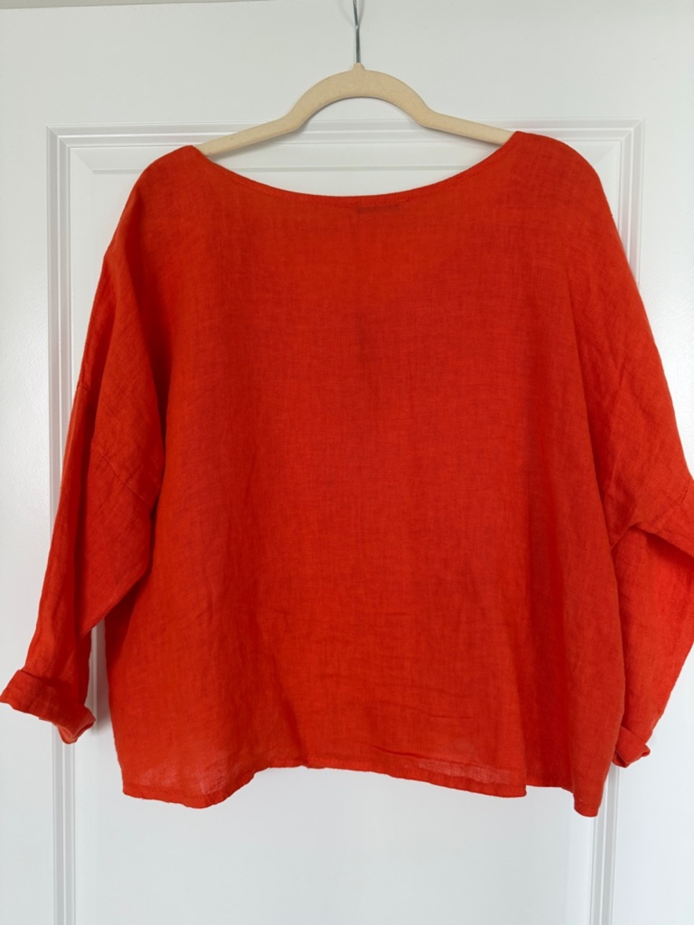 100% Linen Button Front Top XL Orange Relaxed Fit - Picture 2 of 8